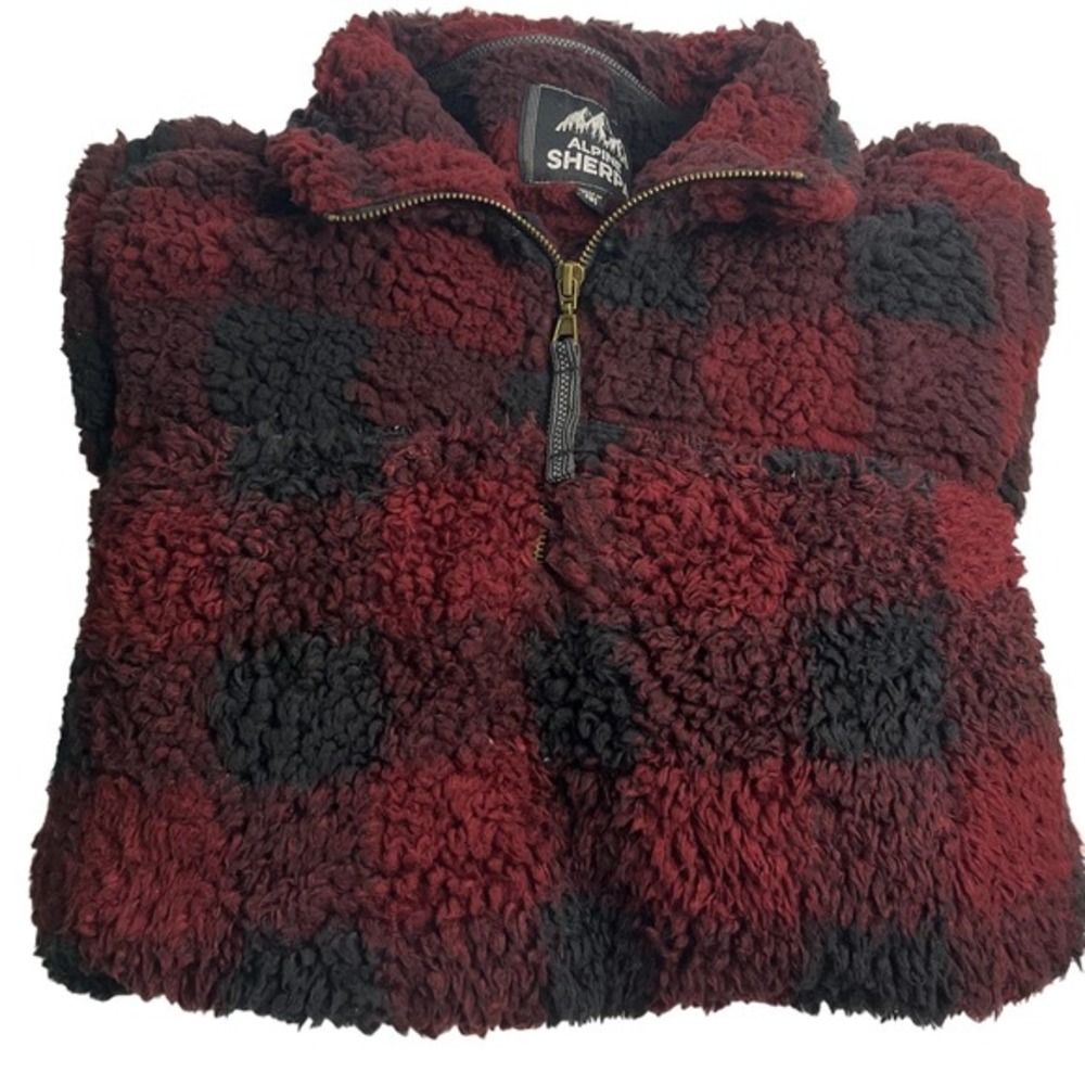 Alpine Sherpa Flannel Pullover, Medium, 1/3 Zip, Collared‎